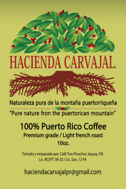 HACIENDA CARVAJAL PREMIUM GRADE COFFEE 10OZ.